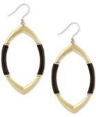 Lucky Brand Gold-leather-wrapped Drop Hoop Earrings