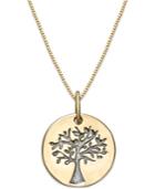 Cubic Zirconia Family Tree Pendant Necklace In 10k Gold