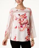Alfani Printed Split-sleeve Top, Created For Macy's