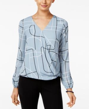 Alfani Printed Blouson Surplice Top, Only At Macy's