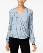 Alfani Printed Blouson Surplice Top, Only At Macy's