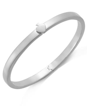Kate Spade New York Bracelet, Silver-tone Spade Thin Hinged Bangle Bracelet