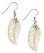 Sterling Silver Earrings, Mother Of Pearl Leaf Drop Earrings