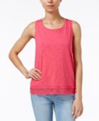 Maison Jules Cotton Crochet-hem Tank Top, Created For Macy's