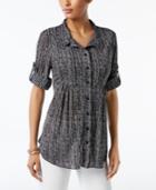 Style & Co Petite Printed Empire Tunic Shirt, Only At Macy's