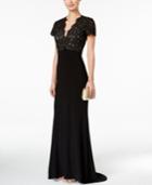 Betsy & Adam Lace Cutout-back Gown