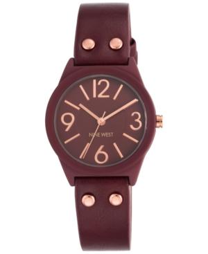 Nine West Women's Burgundy Imitation Leather Strap Watch 36mm Nw-1932rdrg