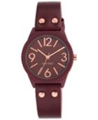 Nine West Women's Burgundy Imitation Leather Strap Watch 36mm Nw-1932rdrg