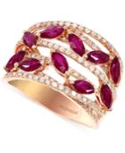 Effy Ruby (1-1/2 C.t. T.w.) And Diamond (1/2 C.t. T.w.) Ring In 14k Rose Gold