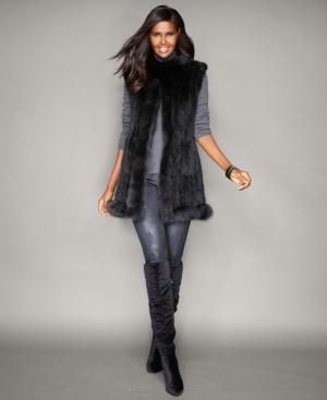 The Fur Vault Fox-trim Knitted Mink Fur Vest