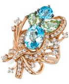 Le Vian Crazy Collection Blue Topaz, White Topaz And Green Quartz Cluster Ring In 14k Rose Gold (7 Ct. T.w.), Only At Macy's