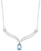 Blue Topaz (1-1/10 Ct. T.w.) And Diamond (1/10 Ct. T.w.) Necklace In Sterling Silver
