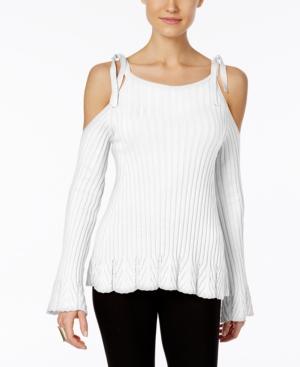 Eci Ribbed Off-the-shoulder Sweater