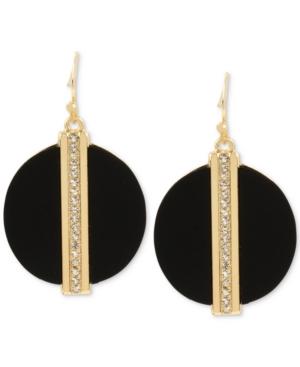 M. Haskell For Inc Gold-tone Jet Disc And Pave Drop Earrings, Only At Macy's