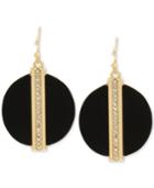 M. Haskell For Inc Gold-tone Jet Disc And Pave Drop Earrings, Only At Macy's