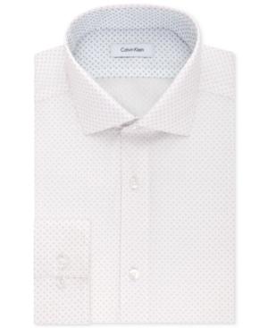 Calvin Klein Steel Men's Slim-fit Non-iron Performance Double Dash Dress Shirt