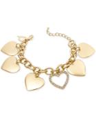 Thalia Sodi Gold-tone Crystal Heart Charm Bracelet, Only At Macy's