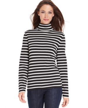 Jones New York Signature Turtleneck, Long-sleeve Striped