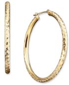 14k Gold Diamond-cut Hoop Earrings