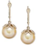 Cultured Golden South Sea Pearl (10mm) Drop Earrings In 14k Gold
