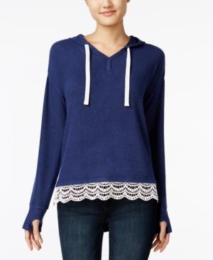 Hippie Rose Juniors' Crochet-trim Pullover Hoodie
