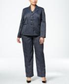 Le Suit Plus Size Three-button Herringbone Pantsuit