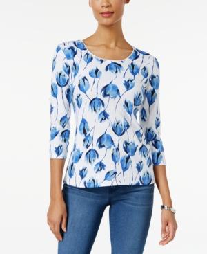 Karen Scott Tulip-print Top, Only At Macy's