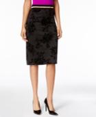 Ny Collection Flocked-velvet Pencil Skirt