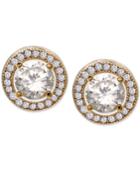 Giani Bernini Cubic Zirconia Halo Stud Earrings In 18k Gold-plated Sterling Silver, Created For Macy's