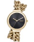 Dkny Women's Astoria Gold-tone Stainless Steel Double Wrap Chain Bracelet Watch 38mm, Created For Macy's