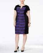 Connected Plus Size Striped Colorblocked Sheath Dress