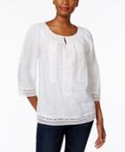 Charter Club Linen Lace-trim Peasant Top, Only At Macy's