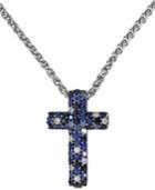 Balissima By Effy Sapphire Cross Pendant Necklace In Sterling Silver (9/10 Ct. T.w.)