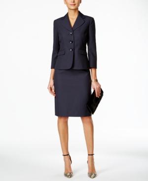 Le Suit Three-button Textured Skirt Suit