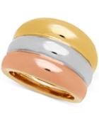Italian Gold Tri-color Band Statement Ring In 14k Gold