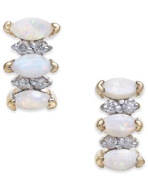 Opal (5/8 Ct. T.w.) & Diamond Accent Drop Earrings In 14k Gold