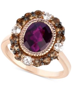 Le Vian Raspberry Rhodolite Garnet, Chocolate Quartz And White Sapphire (3-3/4 Ct. T.w.) Ring In 14k Rose Gold