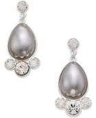 Charter Club Silver-tone Imitation Pearl And Crystal Drop Earrings, Only At Macy's
