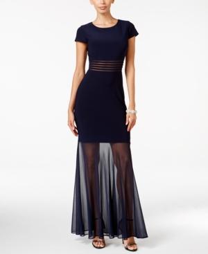 Nightway Chiffon Illusion Mermaid Dress