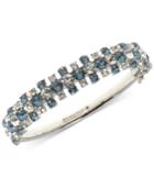 Givenchy Silver-tone Clear & Blue Crystal Bangle Bracelet