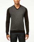 Calvin Klein Men's Reflective Grid V-neck Sweater