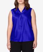 Tahari Asl Plus Size Satin Tie-neck Shell