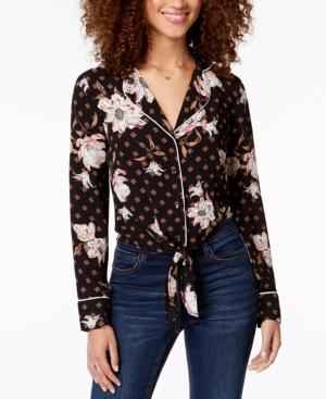 Gypsies & Moondust Juniors' Printed Tie-waist Blouse