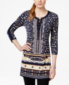 Style & Co. Printed Lace Up Tunic Top, Only At Macy's