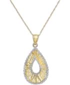 Two-tone Teardrop Pendant Necklace In 10k Gold