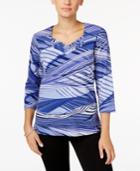 Alfred Dunner Petite Classics Embellished Printed Top