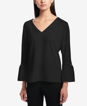 Calvin Klein Crochet-trim Bell-sleeved Top