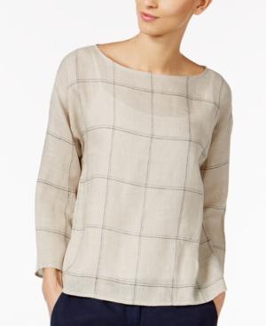 Eileen Fisher Organic Linen Printed Box Top, Regular & Petite