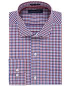 Tommy Hilfiger Men's Classic-fit Non-iron Red And Blue Gingham Dress Shirt