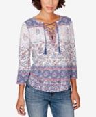 Lucky Brand Printed Lace-up Top